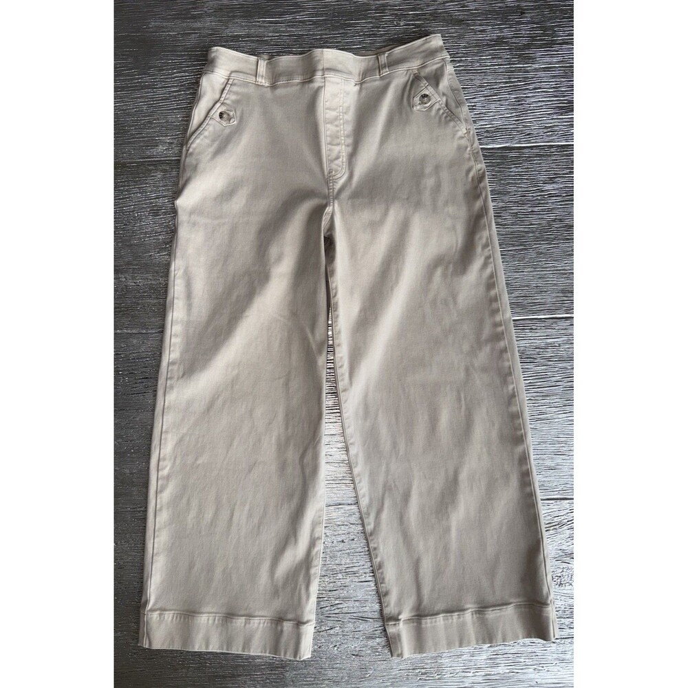 SPANX 20312R Stretch Twill Cropped Wide Leg Pants Beige Khaki Pull On Womens xl